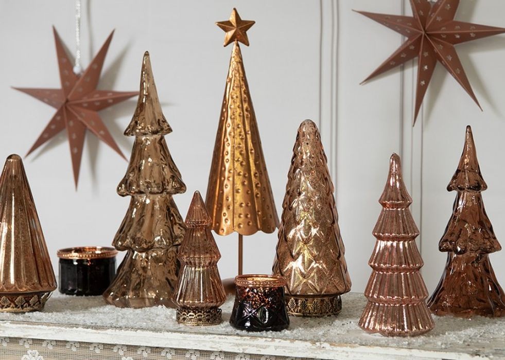 Měděný skleněný dekorační svítící stromek LED Tree - Ø 11*19 cm Clayre & Eef Měděný skleněný dekorační svítící stromek LED Tree - Ø 11*19 cm Clayre & Eef