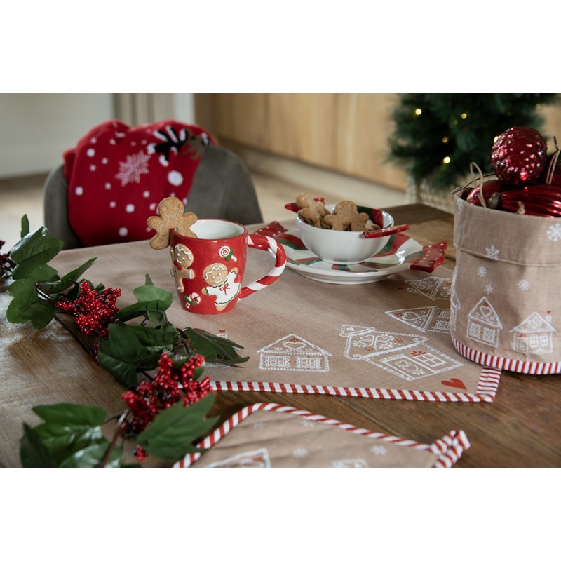Kulatá utěrka s perníkovými chaloupkami Gingerbread Bliss - Ø 80 cm Clayre & Eef Kulatá utěrka s perníkovými chaloupkami Gingerbread Bliss - Ø 80 cm Clayre & Eef