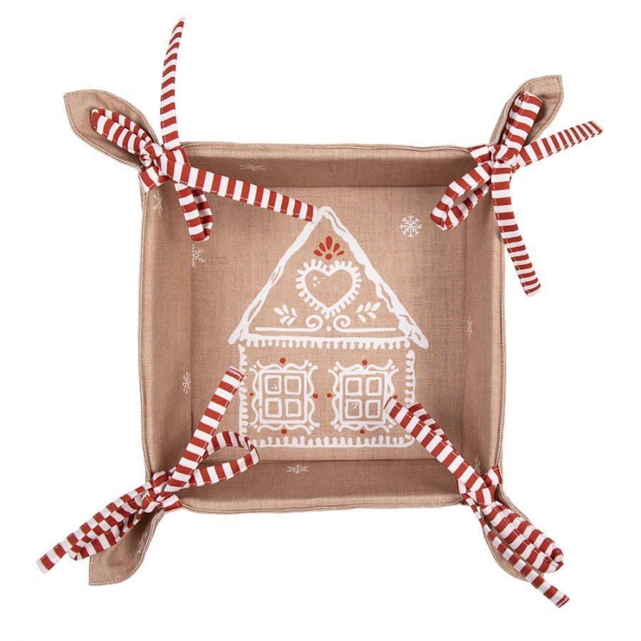 Košík na pečivo s perníkovými chaloupkami Gingerbread Bliss - 35*35*8 cm Clayre & Eef Košík na pečivo s perníkovými chaloupkami Gingerbread Bliss - 35*35*8 cm Clayre & Eef