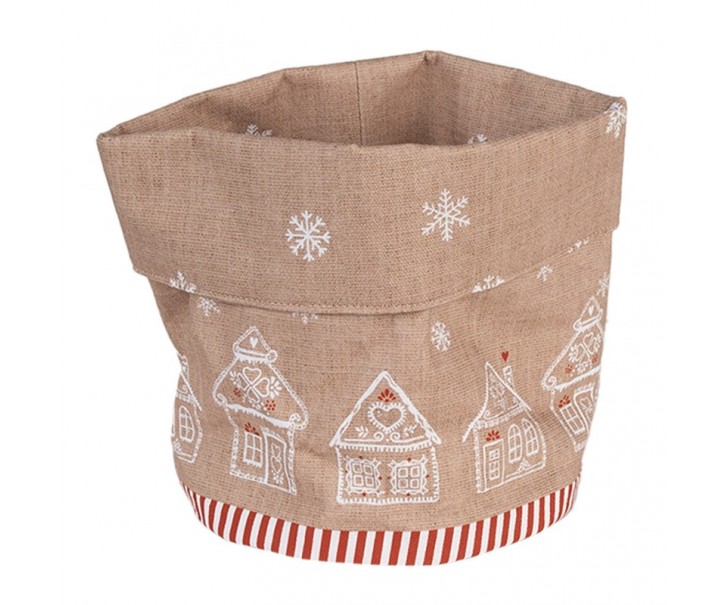 Košík na pečivo s perníkovými chaloupkami Gingerbread Bliss - Ø 15*16 cm Clayre & Eef