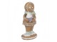 Hnědá vánoční dekorace Perníček Gingerbread s dortíkem - 6*4*11 cm Clayre & Eef