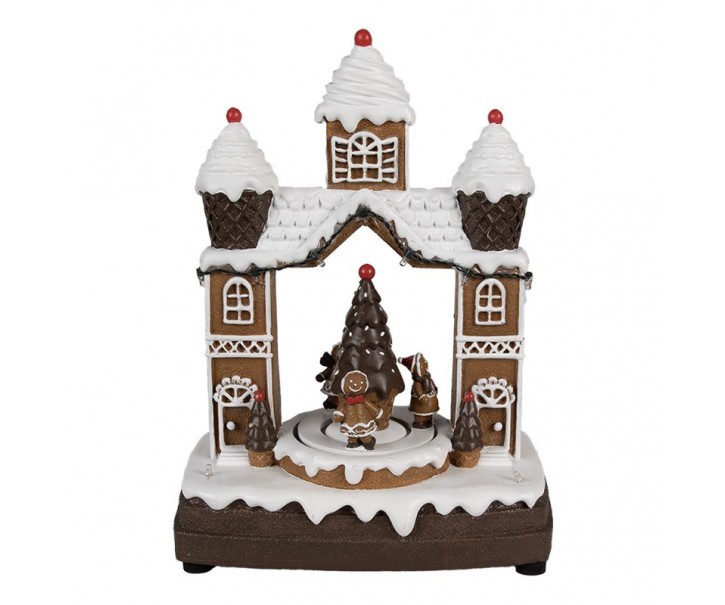 Hnědá svítící a hrající perníková chaloupka Gingerbread House - 20*11*27 cm Clayre & Eef