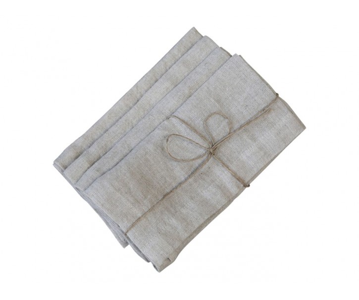 Set 4ks béžový lněný ubrousek - 40*40cm Chic Antique