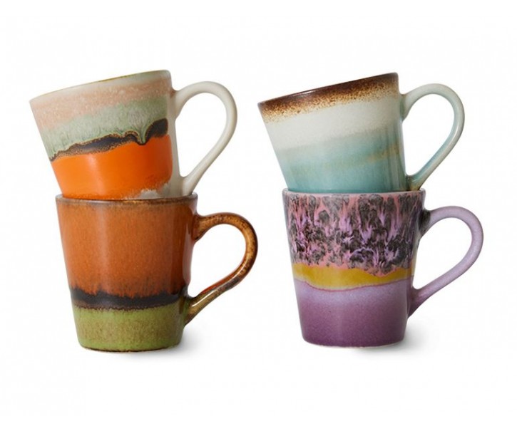 Set 4ks retro hrnek na kávu Espresso 70s Polaris - Ø 5,8*8cm / 80ml HKLIVING
