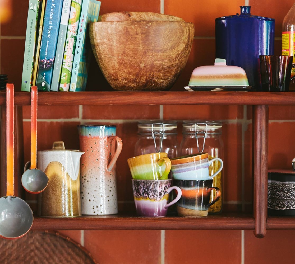 Set 4ks retro hrnek na Cappuccino 70s Solid - Ø 9,5*12*8,5 / 300 ml HKLIVING Set 4ks retro hrnek na Cappuccino 70s Solid - Ø 9,5*12*8,5 / 300 ml HKLIVING