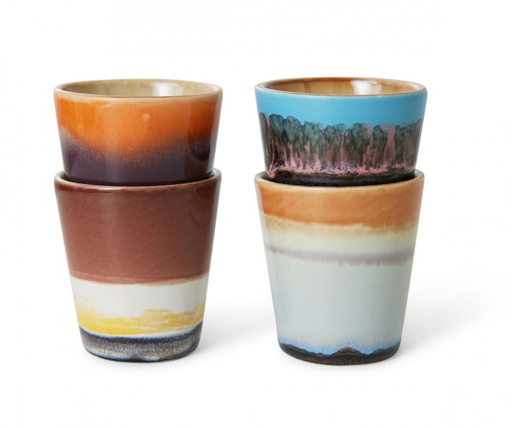 Set 4ks retro hrnek na Ristretto 70s Solar - Ø 5,8*6,2cm / 80 ml HKLIVING