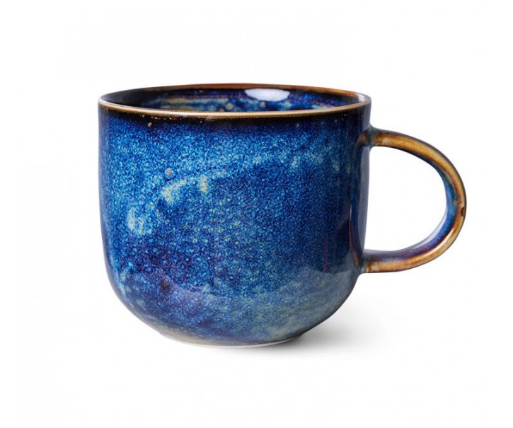 Rustikálně modrý porcelánový hrnek Chef - 12*9*8 cm / 320 ml HKLIVING