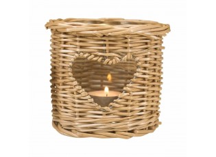 Přírodní proutěná lucerna / svícen se srdcem Routti - Ø 13*12 cm