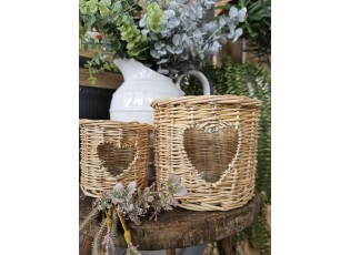 Přírodní proutěná lucerna / svícen se srdcem Routti - Ø 13*12 cm