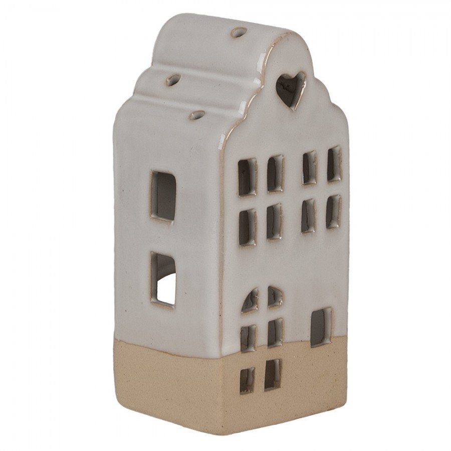 Béžový keramický domek svícen na čajovou svíčku House S - 7*6*14 cm Clayre & Eef Béžový keramický domek svícen na čajovou svíčku House S - 7*6*14 cm Clayre & Eef