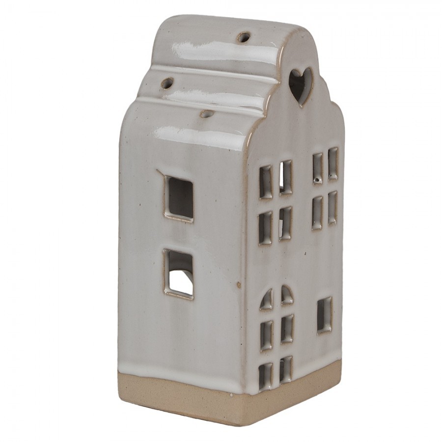 Béžový keramický domek svícen na čajovou svíčku House M - 9*8*18 cm Clayre & Eef Béžový keramický domek svícen na čajovou svíčku House M - 9*8*18 cm Clayre & Eef