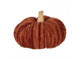 Tmavě cihlová látková dekorace dýně Pumpkin L - Ø 15*12 cm 