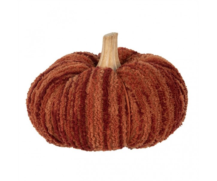 Tmavě cihlová látková dekorace dýně Pumpkin - Ø 15*12 cm Clayre & Eef