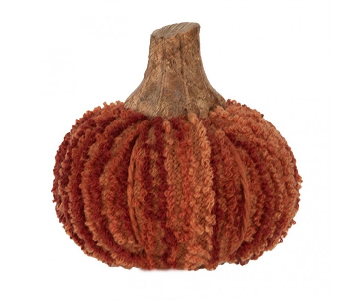Tmavě cihlová látková dekorace dýně Pumpkin S - Ø 9*8 cm Clayre & Eef