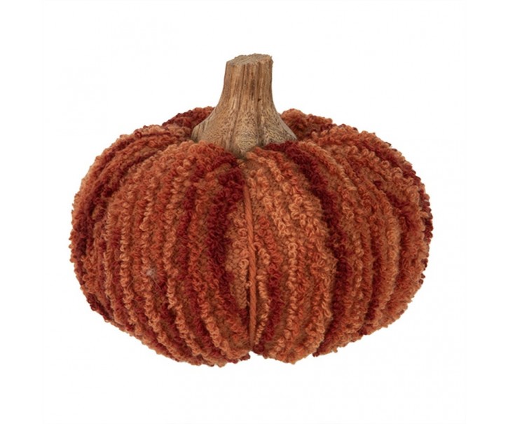 Tmavě cihlová látková dekorace dýně Pumpkin M - Ø 12*10 cm Clayre & Eef