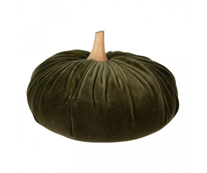 Tmavě zelená látková dekorace dýně Pumpkin XXL - Ø 25*16 cm Clayre & Eef