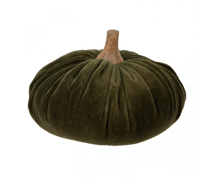 Tmavě zelená látková dekorace dýně Pumpkin XL - Ø 20*14 cm Clayre & Eef
