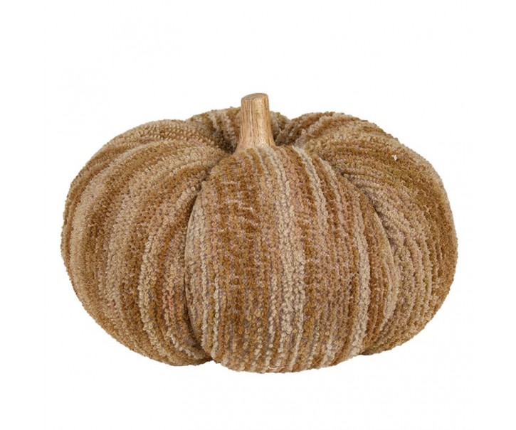 Hnědo-béžová látková dekorace dýně Pumpkin XXL - Ø 25*16 cm Clayre & Eef