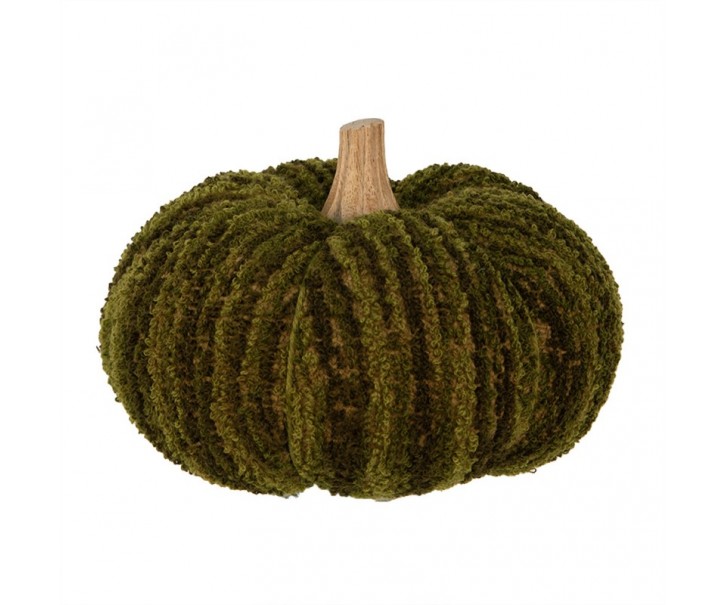 Tmavě zelená látková dekorace dýně Pumpkin L - Ø 15*12 cm Clayre & Eef