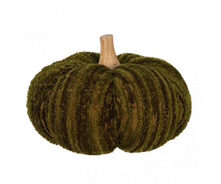 Tmavě zelená látková dekorace dýně Pumpkin XL - Ø 20*14 cm Clayre & Eef