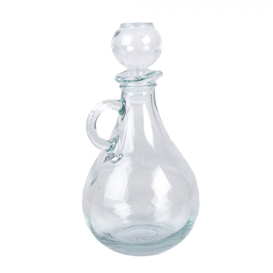 Dekorační skleněná láhev karafa se zátkou a ouškem - 325 ml Clayre & Eef Dekorační skleněná láhev karafa se zátkou a ouškem - 325 ml Clayre & Eef