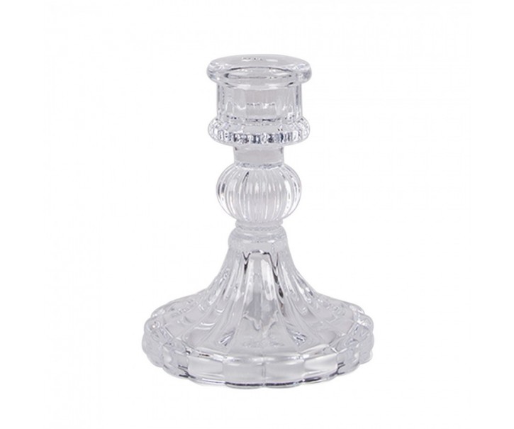Skleněný transparentní svícen - Ø 8*11 cm Clayre & Eef