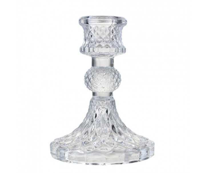 Skleněný transparentní svícen - Ø 8*11 cm Clayre & Eef