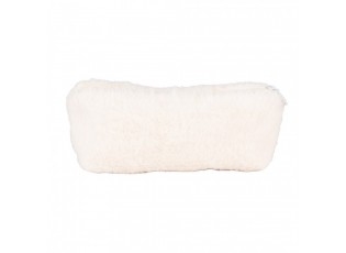 Bílá plyšová toaletní taštička s očky a korunkou - 21*2*10 cm
