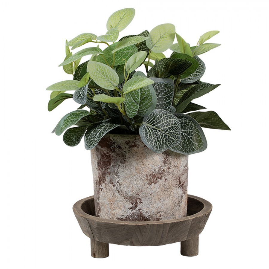 Hnědá antik dřevěná dekorační miska / podnos S - Ø 22*7 cm Clayre & Eef Hnědá antik dřevěná dekorační miska / podnos S - Ø 22*7 cm Clayre & Eef