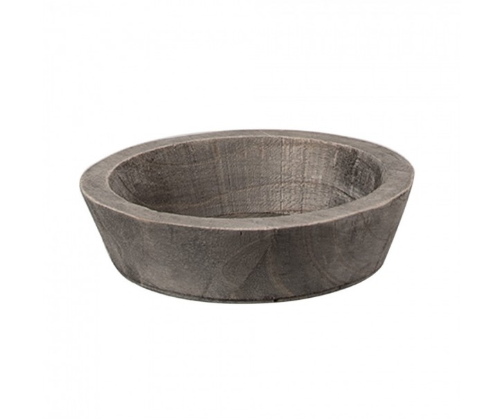 Hnědá antik dřevěná dekorační miska - Ø 15*4 cm Clayre & Eef