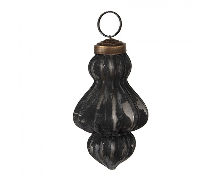 Granitová antik skleněná vánoční ozdoba stromek Noirre - Ø 5*8 cm Clayre & Eef