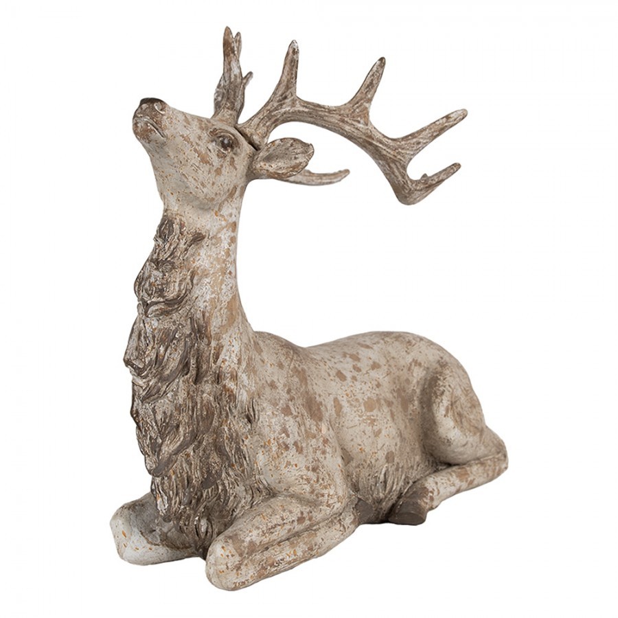 Béžovo-hnědá dekorace figurka ležící jelen - 29*15*27 cm Clayre & Eef Béžovo-hnědá dekorace figurka ležící jelen - 29*15*27 cm Clayre & Eef