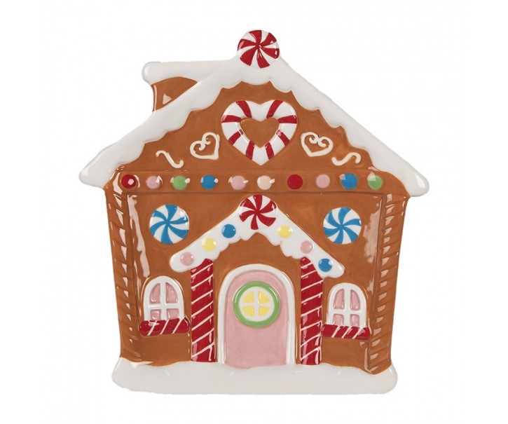 Dezertní keramický talířek perníková chaloupka Gingerbread House - 20*21*2 cm Clayre & Eef