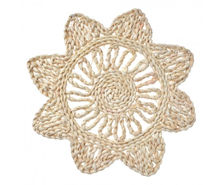 Přírodní slaměné kulaté prostírání Boho ve tvaru hvězdy - Ø 34*1 cm Clayre & Eef
