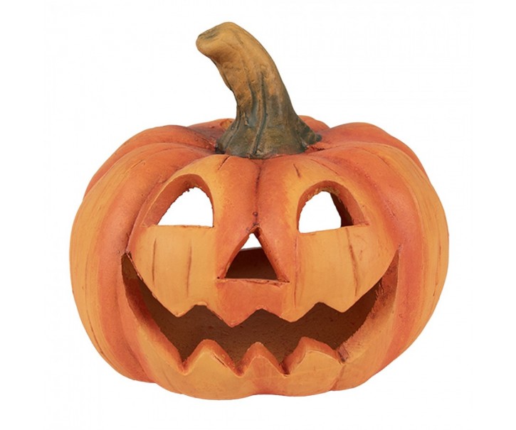 Oranžová keramická dekorace dýně Halloween - Ø 23*18 cm Clayre & Eef