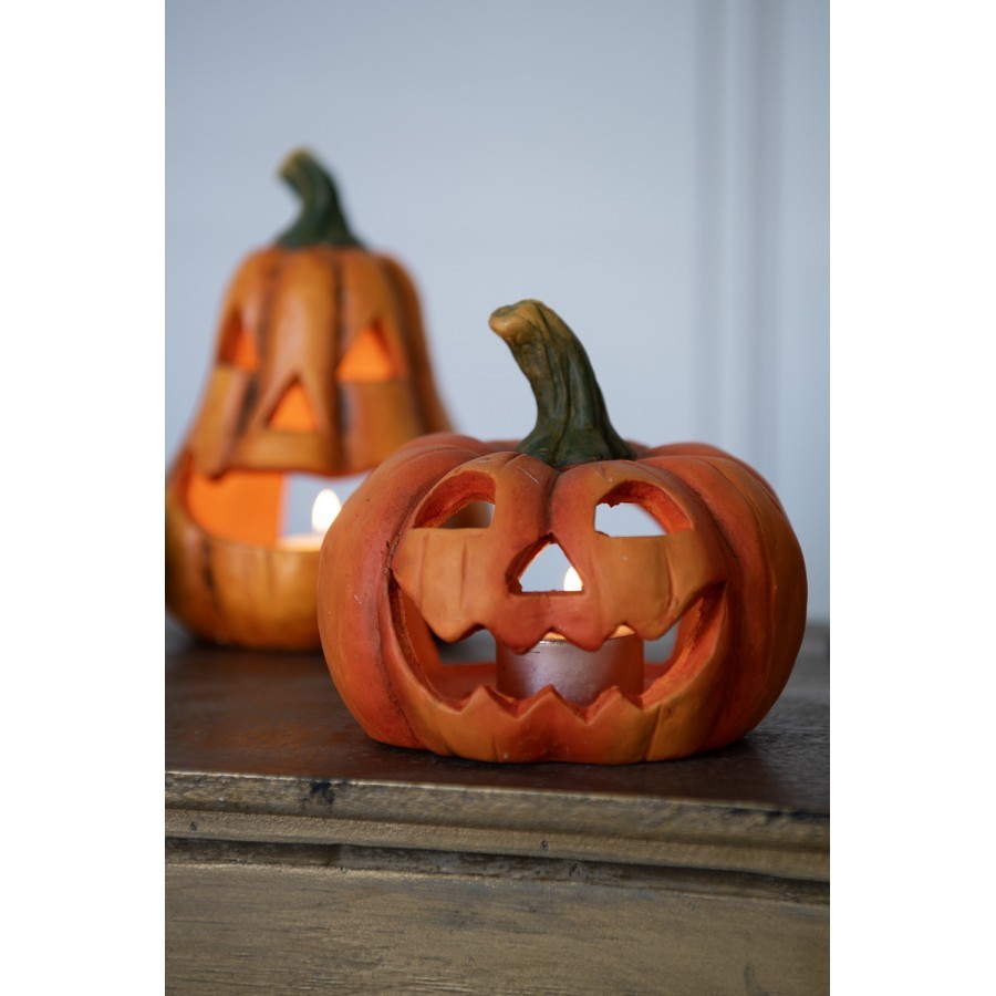Oranžová keramická dekorace dýně Halloween - Ø 23*18 cm Clayre & Eef Oranžová keramická dekorace dýně Halloween - Ø 23*18 cm Clayre & Eef