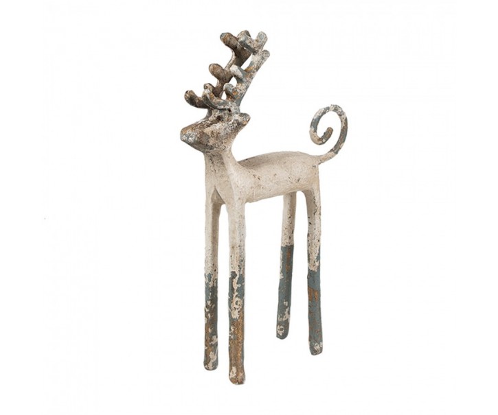 Béžová vintage kovová dekorační figurka Jelen - 16*5*25 cm Clayre & Eef