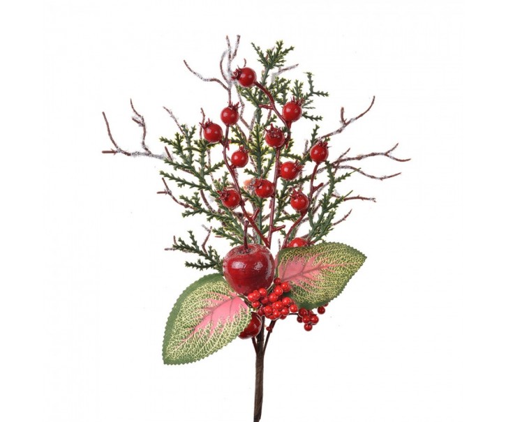Dekorace zápich vánoční větvička se šípky a jablíčkem - 16*6*37 cm Clayre & Eef