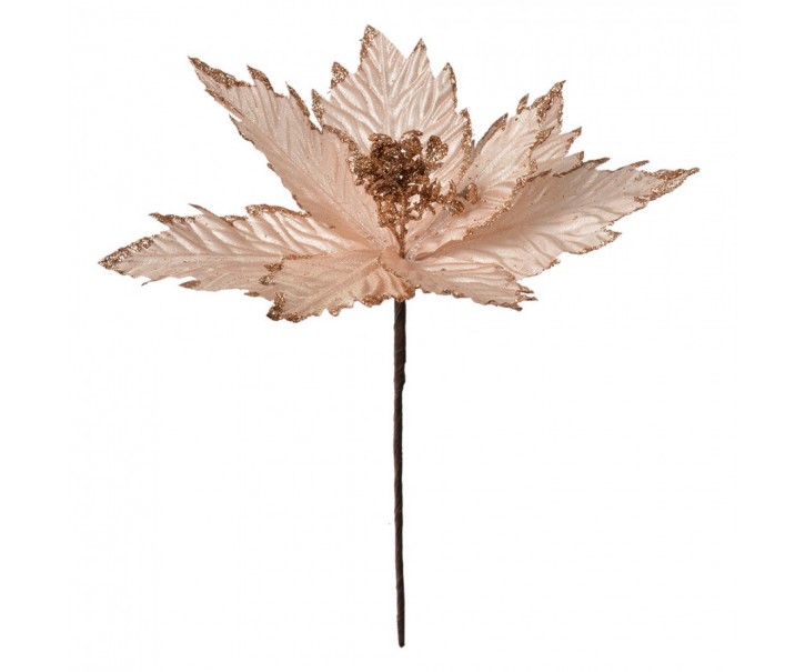 Dekorace zápich květina béžová vánoční hvězda Poinsettia - Ø 31*32 cm Clayre & Eef