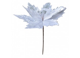 Dekorace zápich bílá květina vánoční hvězda Poinsettia - Ø 34*38 cm