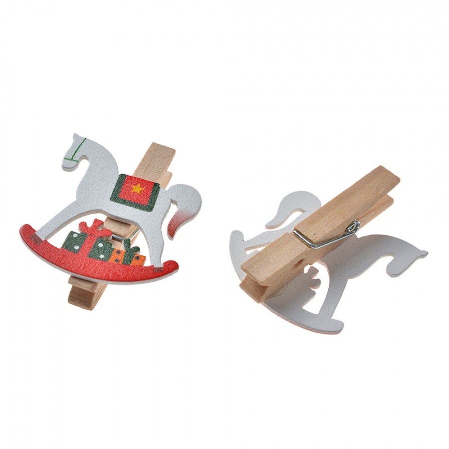 Set 6ks malý dřevěný kolíček s houpacími koníky - 4*1*4 cm Clayre & Eef Set 6ks malý dřevěný kolíček s houpacími koníky - 4*1*4 cm Clayre & Eef