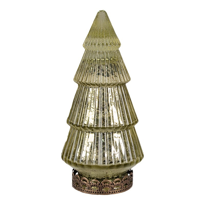 Zelený skleněný dekorační svítící stromek LED Tree - Ø 8*16 cm Clayre & Eef Zelený skleněný dekorační svítící stromek LED Tree - Ø 8*16 cm Clayre & Eef