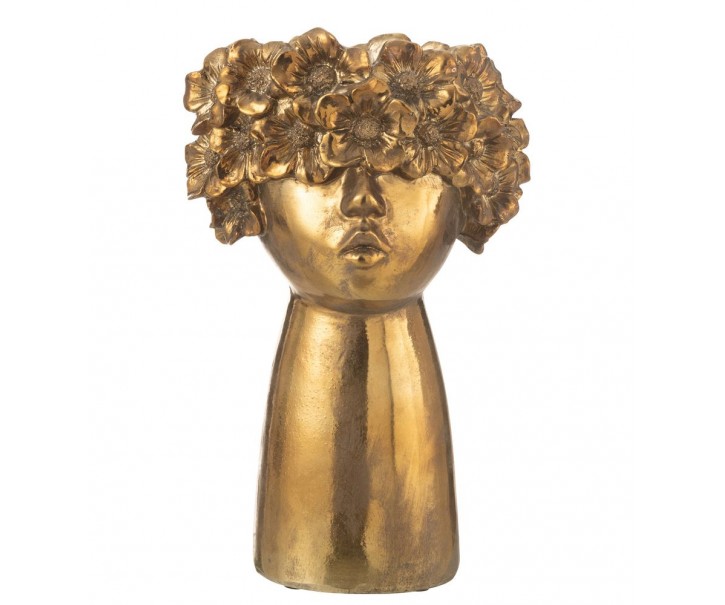 Zlatý antik květináč hlava ženy NebuFlower - 21*18*35 cm J-Line by Jolipa