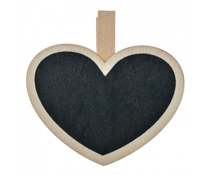 Malý dřevěný kolíček se srdíčkem s tabulkou - 8*2*8 cm Clayre & Eef