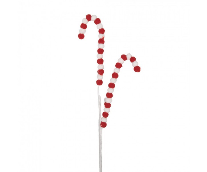 Bílo-červený vánoční zápich lízátka Candy - 13*1*60 cm Clayre & Eef