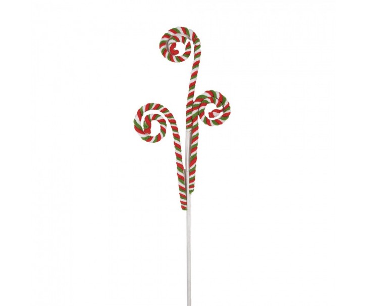 Bílo-červený vánoční zápich lízátka hole Candy - 16*1*68 cm Clayre & Eef