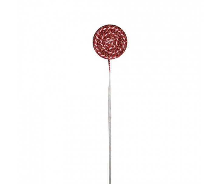 Bílo-červený vánoční zápich lízátka Lollipop - 6*2*40 cm Clayre & Eef