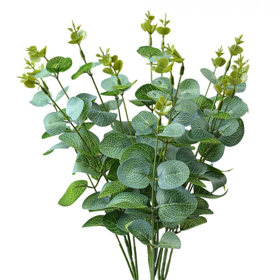 Dekorace tmavší zelená umělá rostlina s panašovanými listy - 12*8*50 cm