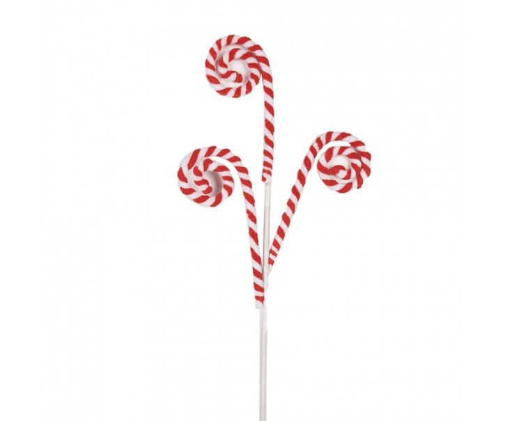 Bílo-červený vánoční zápich lízátka hole Candy - 17*1*66 cm Clayre & Eef