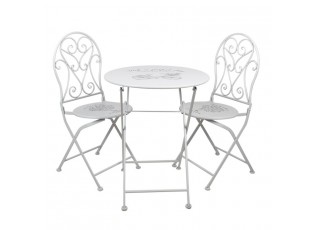Bílá kovová zahradní bistro set souprava Perfect Day - Ø 60*70 / 2x Ø 40*40*92 cm